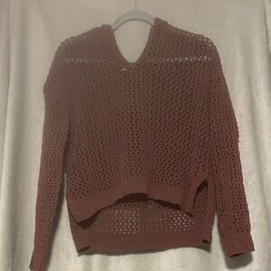Maroon Knit Women's Sweater Hoodie